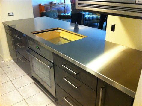 stainless steel cabinet with wood countertop|stainless steel countertops residential kitchen.